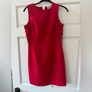 Glamorous Red Ruched Mini Dress Mock Neck Sheath